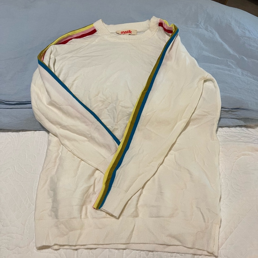 Sweater with rainbow sleeves